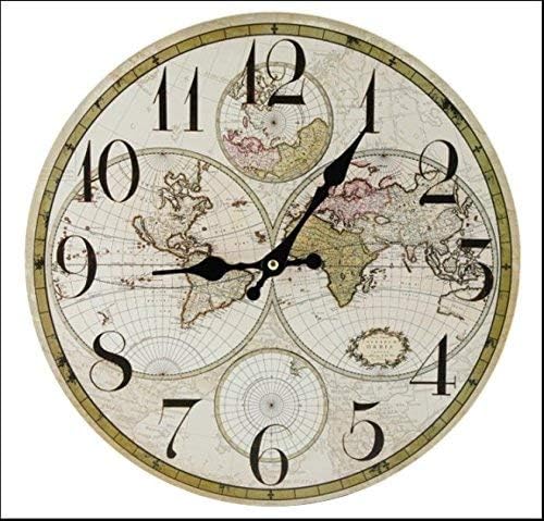 World Map 34cm Diameter Wall Clock