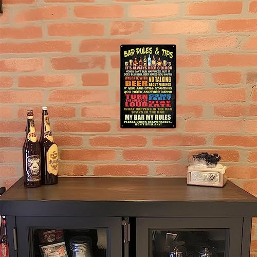 Litzzint Vintage Bar Signs For Home Bar Decor, 8X12 In Bar Rules Metal Signs For Man Cave, Funny Beer Alcohol Sign Retro For Home Pub Garage Wall Decoration Durable Metal Sign - Image 5