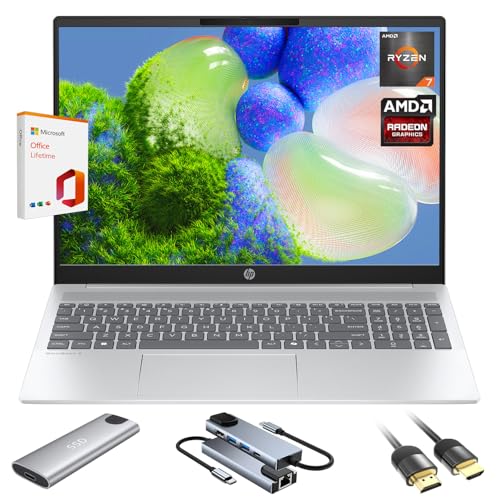 HP Omnibook 5 AI Laptop,16' 2K (1920 x 1200) Laptop PC,Next Gen AI PC AMD Ryzen AI 7 350(NPU 50 Tops),16GB RAM,512GB SSD Laptops for Business, College, School, Photo Editing,Lifetime Office,Win 11