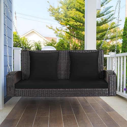 Image of Outdoor Jhula Without Stand for Balcony, Garden | Weather Resistant Rattan & Wicker Hammock Jhula for Adults Double Seater