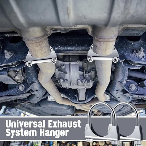 Image of 4 inch Exhaust Clamp Heavy Duty U-bolt Exhaust Clamp - Saddle Design Muffler Pipe Connector, Tip Hook Clip, Galvanized Iron, Fits 4 inch Od Pipes