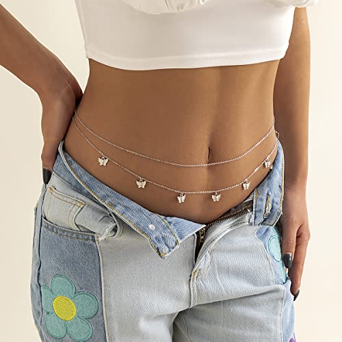 AoedeJ Silver Waist Chain - Butterfly Belly Chains for The Waist - Women's Belly Jewelry - Style C - Image 3