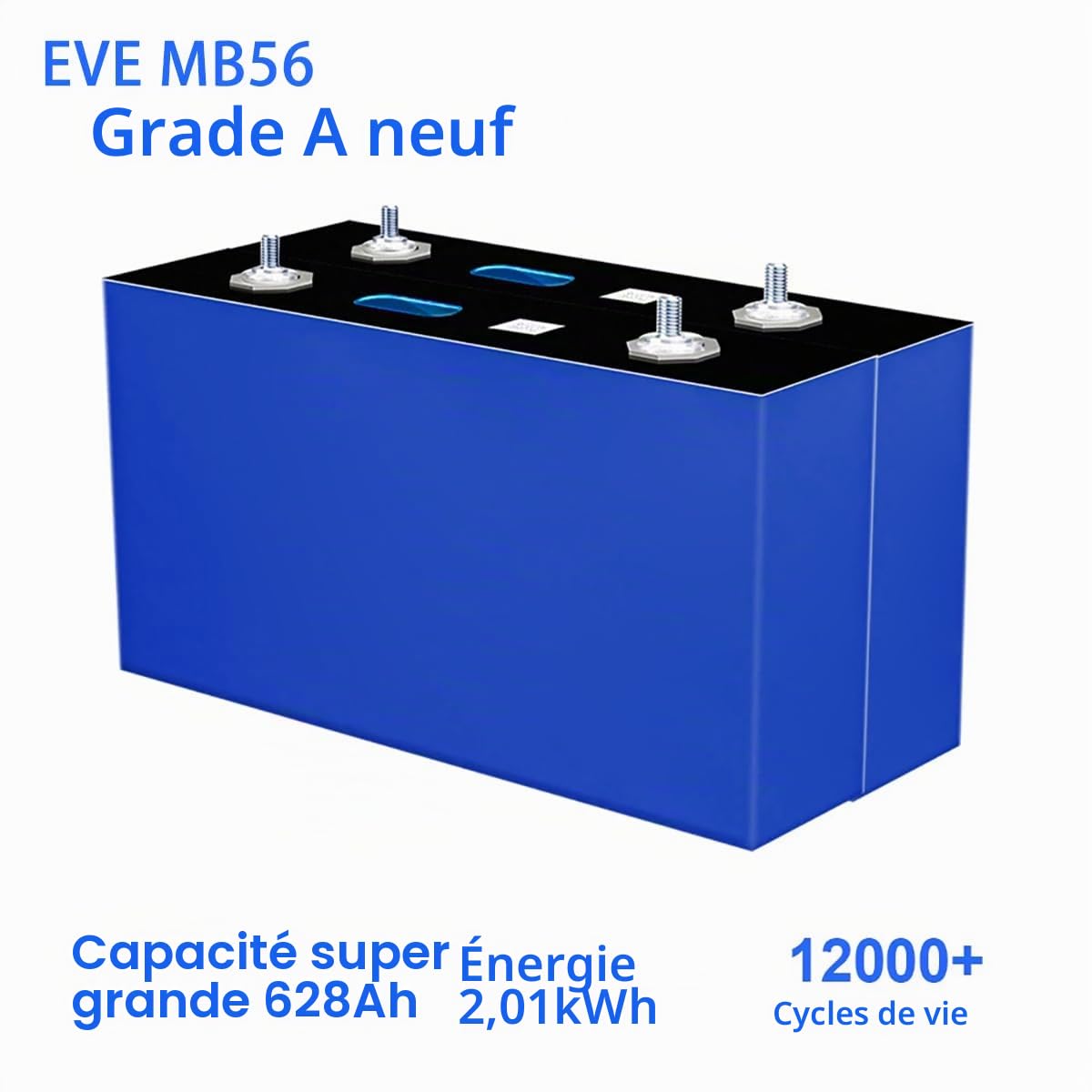 EVE MB56 3,2V 628Ah cellules LiFePO4 (pack de 2) – Batterie lithium-fer-phosphate à cycle profond EVE, alimentation pour camping-cars, bateaux, véhicules de golf, moteurs, onduleurs et systèmes