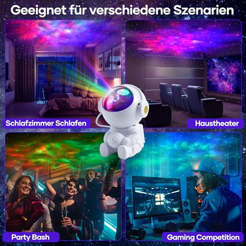 Fokky Sternenhimmel Projektor Astronaut Projektor, LED Nachtlicht Kinder 9 Nebelmodi 2 Sternenmodi Fernbedienung einstellbare, Astronaut sternenhimmel projektor mit Timer für Kinder Erwachsene