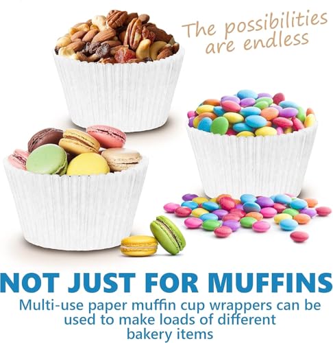 Image of Cupcake Paper Cups & Cup Cake Paper Mould - 100 Pack White Standard 11cm Muffin Cups | 45 GSM Greaseproof Cupcake Liners for Baking | Oven-Safe Muffin Liners for Home Bakers & Parties