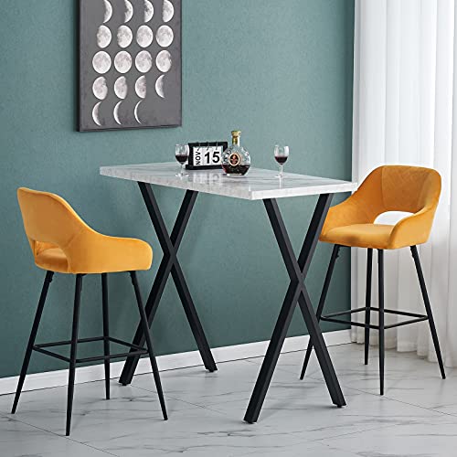 AINPECCA - Set di 2 sgabelli da bar in velluto