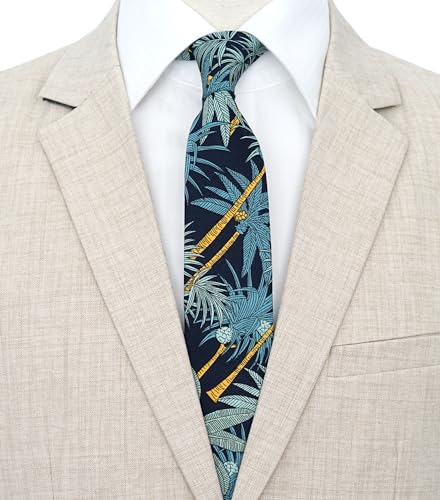Image of BELLUNO Men's Cotton Floral Skinny Tie, 2.5 inch Width, with Gift Box