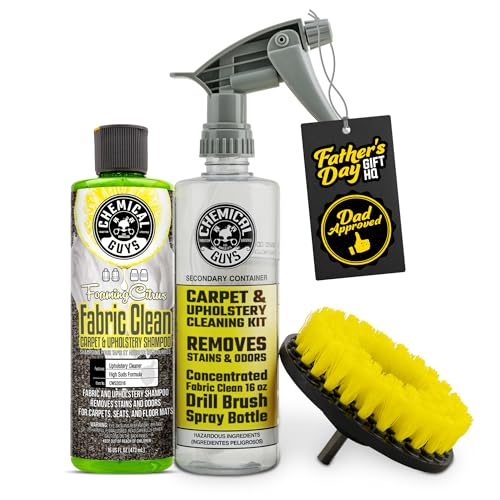 Chemical Guys Foaming Citrus Fabric Clean Drill Brush Kit - High Foaming Stain and Odor Remover,...