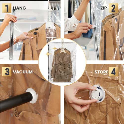 Taili Hanging Vacuum Storage Bags Space Saver Bags For Clothes, Set Of 4 (2 Long, 2 Short), Vacuum Sealer Bags For Clothing, Suits And Jackets, Clothes Compression Storage Bags #TOP4