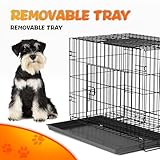 Dog Crate Large Size, Heavy Duty Sturdy Folding Pet Cage, Dog Cage with 2 Doors(Front Door and Skylight), Removable Plastic Base Tray-Easy Cleaning (90x56x65cm) - Image 5