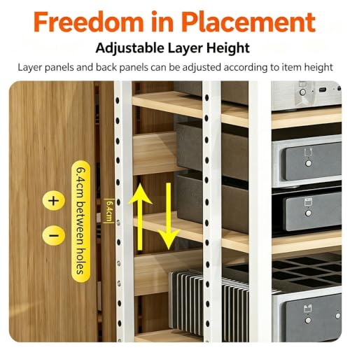 Soporte HiFi modular de 5 niveles con estantes ajustables y ruedas móviles 4