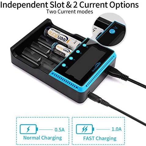 18650 Battery Charger, Keenstone Rechargeable Battery Charger, 18650 Smart Fast Charger with LCD Display, For lithium rechargeable batteries Lifepo4 Ni-MH Ni-Cd AA AAA 26650 16340 14500 18560 25500