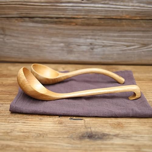 Lohome Natural Spoon Classic Wooden Soup-Ladle International Bamboo Kitchen Dinnerware Tools (2 Pcs) #TOP4