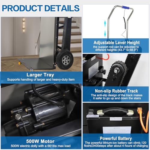 Carretilla eléctrica escaladora 661 lbs 500W motor miniatura 5