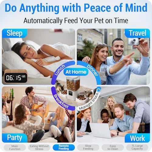 Automatic Cat Feeder with Slow Feed for 2 Cats: 5G WiFi Automatic Dog Feeder with 7L Large Food Storage, Cat Food Dispenser with Alexa for Multiple Pets, Detachable for Easy Cleaning -29 Cup - Image 5