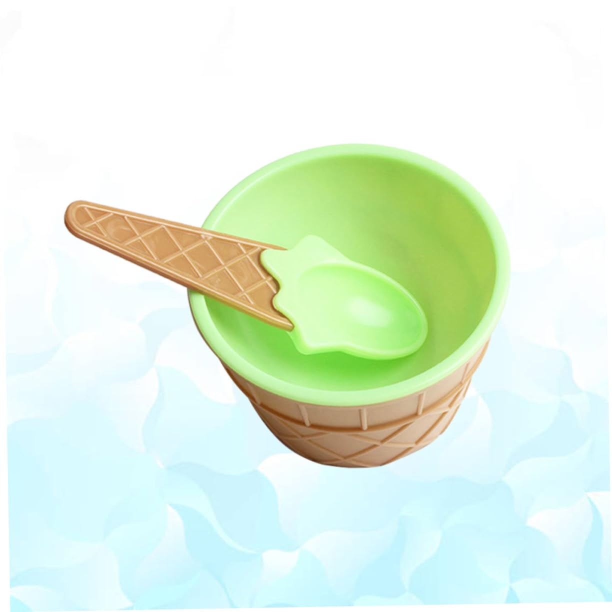 OKUMEYR Ice Cream Bowls Spoons Set 4pc Plastic Sundae Cups Dessert Bowl Mixing Cup Spoon for Boys and Girls Adults