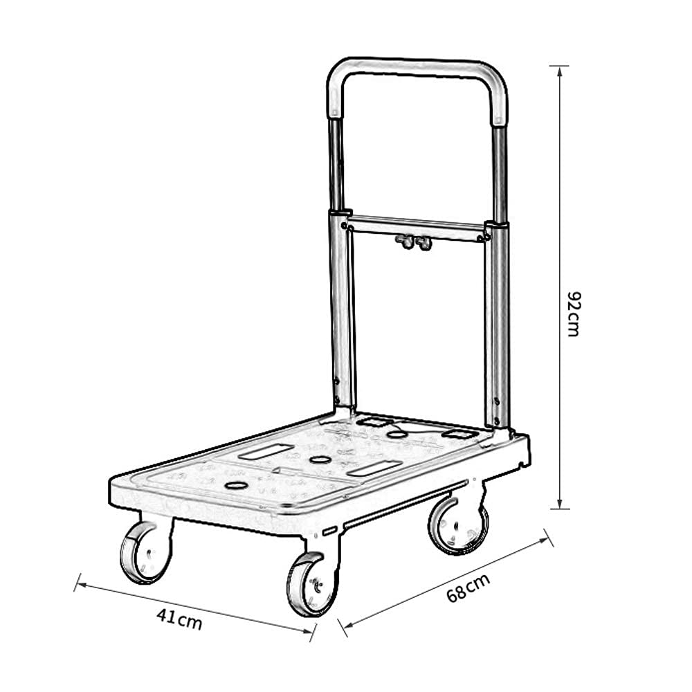 Carrello a Mano Carrello a Tubo Tondo Placcato Carrello per Auto Carrello per Bagagli Carrello per la Spesa Camion con rimorchio Pieghevole per Esterni (45x50x100 cm)