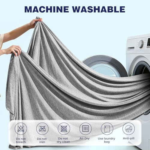 Image of Cooling Blanket Japanese Q-Max 0.4 Technology keep cool in hot summer, 78 X 86in twin or baby sized blanket for Adults, Children, Babies. Mica Nylon and PE Cool Fabric Breathable Comfortable.(Grey)