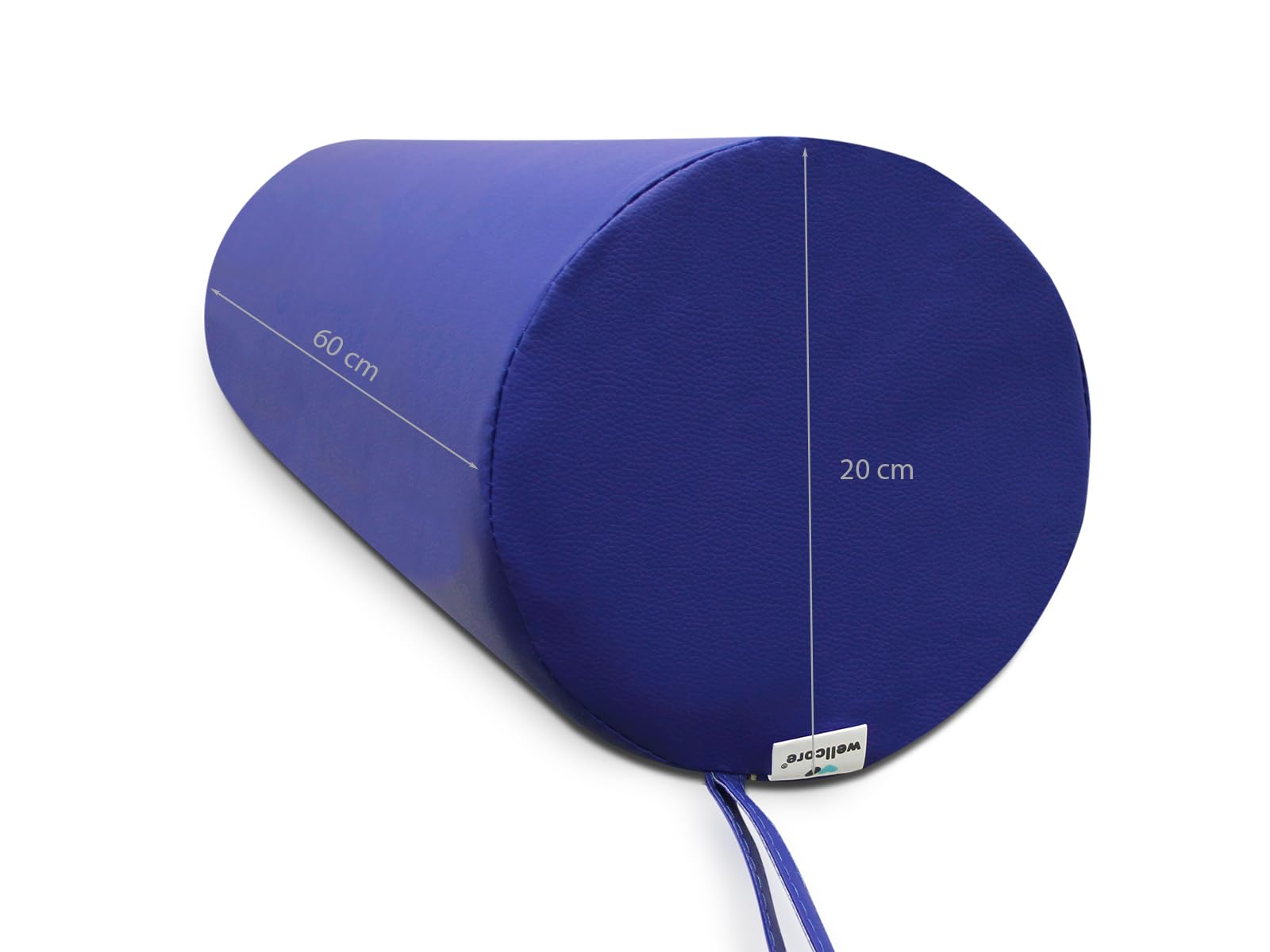 WELLCORE Cojín cilindro de masaje, 60 x 20 cm, Polipiel, Desenfundable, Rellenos de Espuma, para Yoga, para Fitness, para camilla de Masaje, Ergonómico, Negro