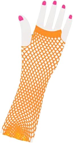 Funky Negro Rejilla Sin Dedos Largo Guantes, NA, talla única , Anaranjado, 1, 1