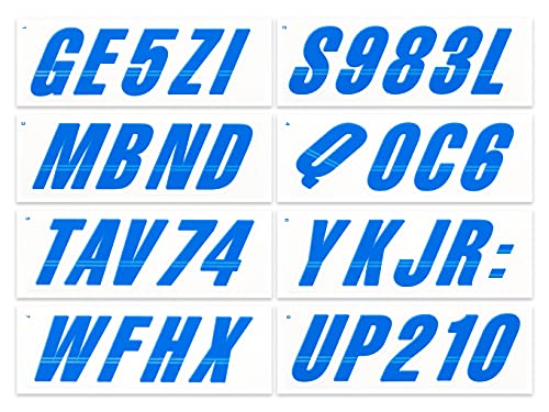 Image of STIFFIE Techtron Blue /White 3 inch Boat & PWC Registration Decals • Numbers Letters Stickers
