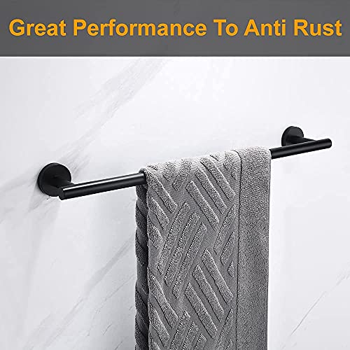 Nolimas 4 Pieces Matte Black Bathroom Hardware Set Sus304 Stainless Steel Round Wall Mounted Including Hand Towel Bar,Toilet Paper Holder, Robe Towel Hooks,Bathroom Accessories Kit #TOP5