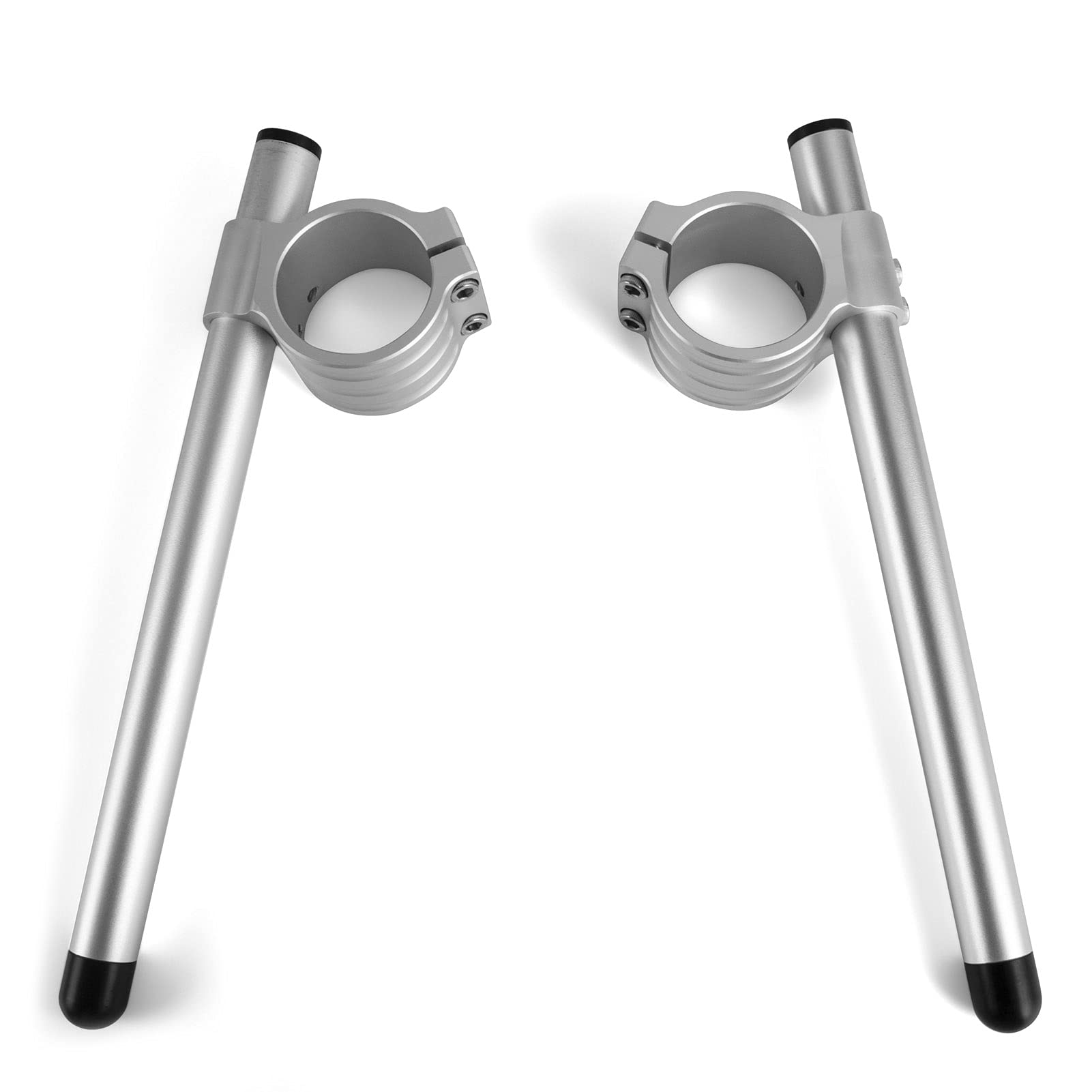 kit semimanillares Φ 43mm para moto horquilla Ø 43mm cafe racer semi manillares inclinables 7 °,tubos Ø 22.2mm aluminio Plata
