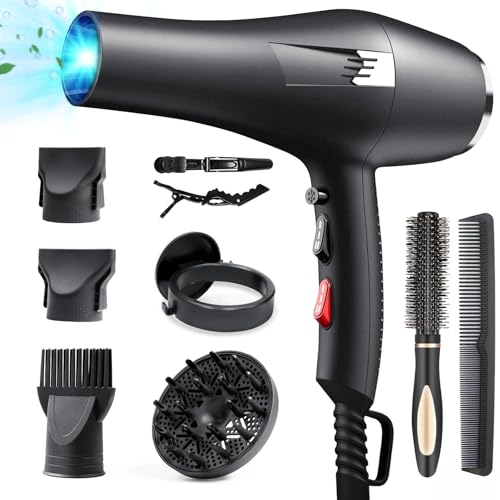 Snowsen Secador Pelo Profesional, 2200w Secadores De Pelo Ionico Con 1 Difusor 3 Concentradores 2 Peines, 2 Velocidades Y 3 Temperaturas, Botón Aire Frío, Rápido Secadora Cabello, Negro Snowsen Secador Pelo Profesional, 2200w Secadores De Pelo Ionico Con 1 Difusor 3 Concentradores 2 Peines, 2 Velocidades Y 3 Temperaturas, Botón Aire Frío, Rápido Secadora Cabello, Negro