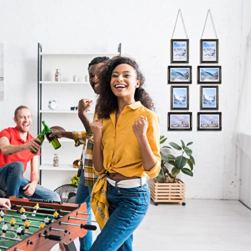 Kathfly 4 Sets 5 X 7 Picture Frame Collage 4 X 6 Inch Hanging Photo Collage Frame Rustic Solid Wood 4 Opening Photo Frame Display For Wall Decor, Black #TOP6