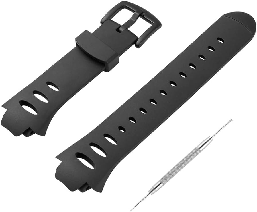 Watch Bands Compatible with Suunto Observer Tt St Sr G6 X6HRM, Classic Soft Rubber Replacement Wrist Strap for Suunto Observer Tt St Sr G6 X6HRM Smart Watch Black