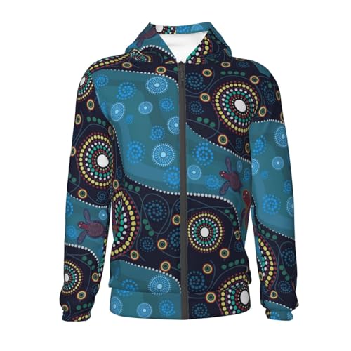 Bohemian Turtle Kids Pullover Hoodies Boys Zip Up Sweatshirts Girls Athletic Clothes with Pocket2