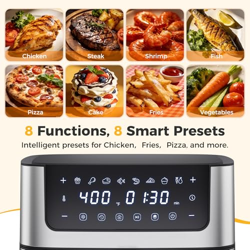 Image of NEWBULIG Air Fryer 6.34QT Airfryer with Visible Window Stainless Steel