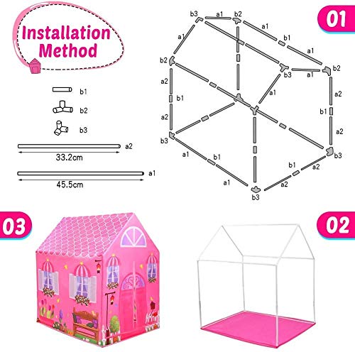 Image of Doll House Tent for Kids - Extremely Light Weight, Water Proof theme tent house- for 3 to 15 Years Kids (Doll House) (Pink)