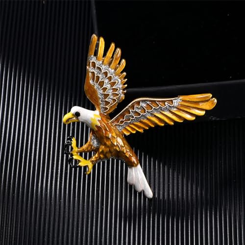 Image of Shiny Eagle Bird Brooch Pin for Women Men Gold Plated Fashion Enamel Flying Animal Brooches Lapel Pins Dainty Hat Bag Suit Dress Accessories Birthday Holiday Festival Jewelry Gift
