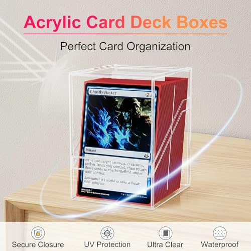 Image of Proijeut Card Deck Box with Portable Case, 6 Pack Clear Commander Deck Box with 6 Dividers, Holds 600+ Double Sleeved Cards, Fit for MTG, YuGiOh, TCG (White)