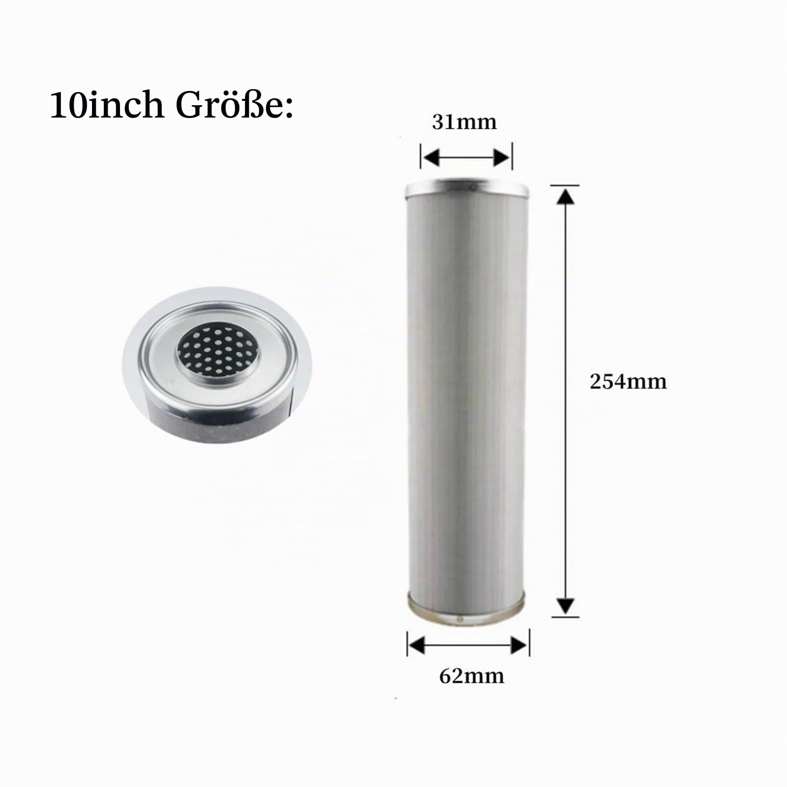 10-Zoll-Wasserfilter Aus Edelstahl, Kann Gereinigt Und Wiederverwendet Werden, Korrosionsbeständig, Hochtemperaturbeständig, 5 Mikron Und Mehr(1 Micron)