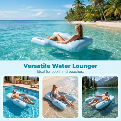 Image of Inflatable Pool Floating Chair, 2026 New Inflatable Pool Hammock for Adults, Portable Floating Lounge Raft for Beach Trips, Relaxing Water Hammock Float for Summer Swimming