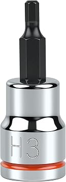 3/8 Inch Drive Hex Bit Socket, H3 Full Polished, Premium CR-V & S2 Alloy Steel Head Made for Auto/Mechanical