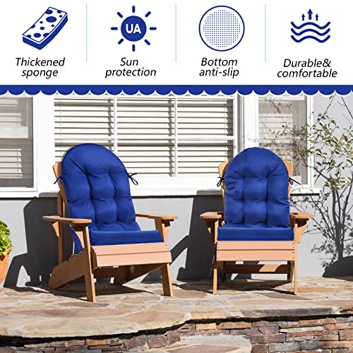 Image of Geelin 4 Pcs Outdoor Patio Chair Cushion Thick High Back Adirondack Chair Cushion Tufted Weather & Fade Resistant Anti-Slip Outside Rocking Chairs Pads with Ties 44 x 19 x 4 Inch (Dark Blue)