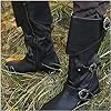 Medieval Knight Boots for Adults Cosplay - Viking Retro Long Shaft Leather Cuffed Shoes - PU Leather Boots Renaissance Plus Size Boot Shoes with Belt Buckle,Black,43 #5