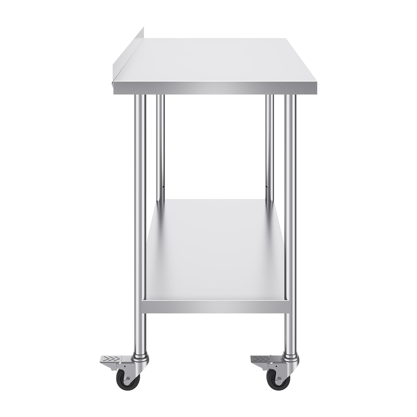 Happybuy 24 x 48 x 40 Inch Stainless Steel Work Table, Heavy Duty Food Prep, Adjustable Height with Casters, Metal Worktable for Restaurant, Home, Hotel