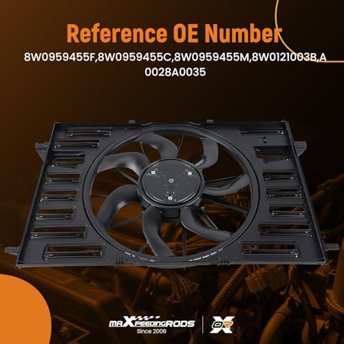 Image of maXpeedingrods Radiator Fan Assembly with Brushless Motor for Audi A4 2017-2020 A4 Quattro 2017-2021, A6 A7 2019-2021, 8W0959455F 8W0959455C AU3115117