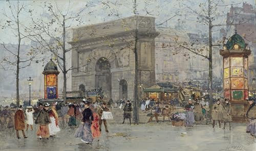 Impression d'affiches Paris scène de rue par Eugène Galien Laloue sur toile premium