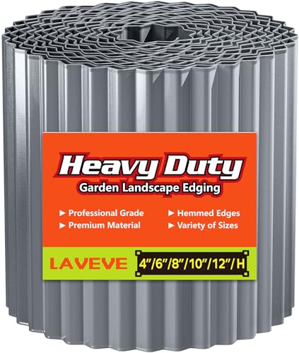 LAVEVE Wellmetall-Garteneinfassung 10,2 cm x 3 m, Landschaftseinfassung für Rasen, Blumenbeet, Gartenzaun, Pflastersteineinfassung (hellgrau)