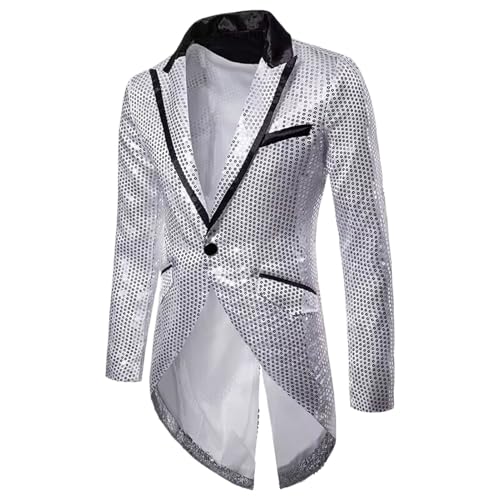Veste de smoking bleu pour homme chic avec col doré et manches longues