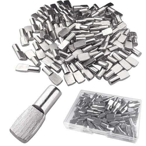 Benkyo 100Pcs 5mm Shelf Pegs 5mm Shelf Pins 5 mm Cabinet Shelf Support Pegs Bookshelf Pegs for Shelves Adjustable Shelf Peg for Wood Shelving Bookcase Metal Shelving Pegs to Hold Shelves Shelf Holders