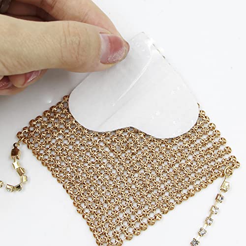 ZGMYC Sparkly Rhinestones Metal Chain Nipple Cover with Tassel, Reusable Adhesive Pasties Sexy Bra Body Chain4