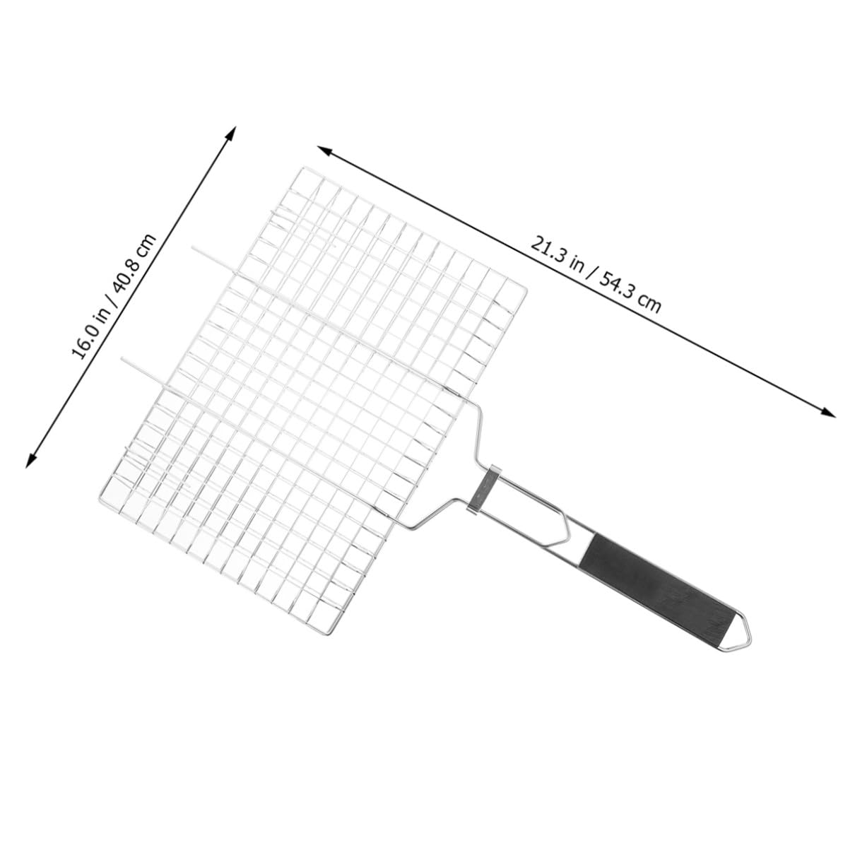 ibasenice Cestello per Barbecue in Acciaio Inossidabile con Manico in Legno Nero, Facile da Pulire, Superficie Liscia, per Grigliate All'aperto e Campeggio