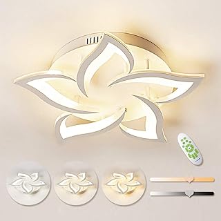 LED Dimmerabile Plafoniera, Dal Design Creativo In Acrilico PetaloLampada Da Soffitto, Telecomando Con Funzione Di Memoria, Adatta Per Soggiorno, Camera Da Letto Plafoniere, 5 Teste/Ø58cm