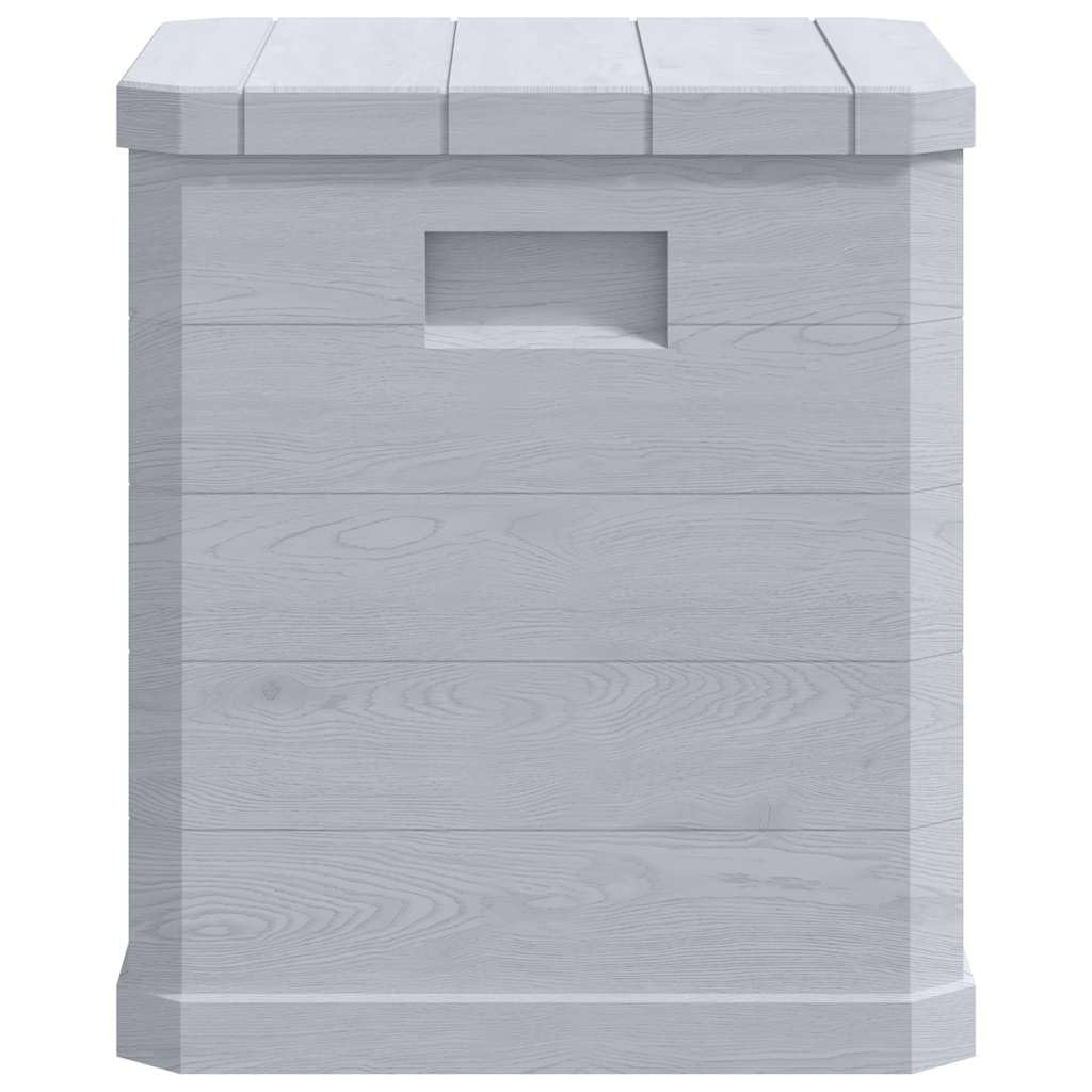 Caja de almacenamiento de jardín de 90 L, color gris claro, plástico con aspecto de madera, con tapa y función de asiento, resistente a la intemperie, con cierre, mucho espacio para cojines